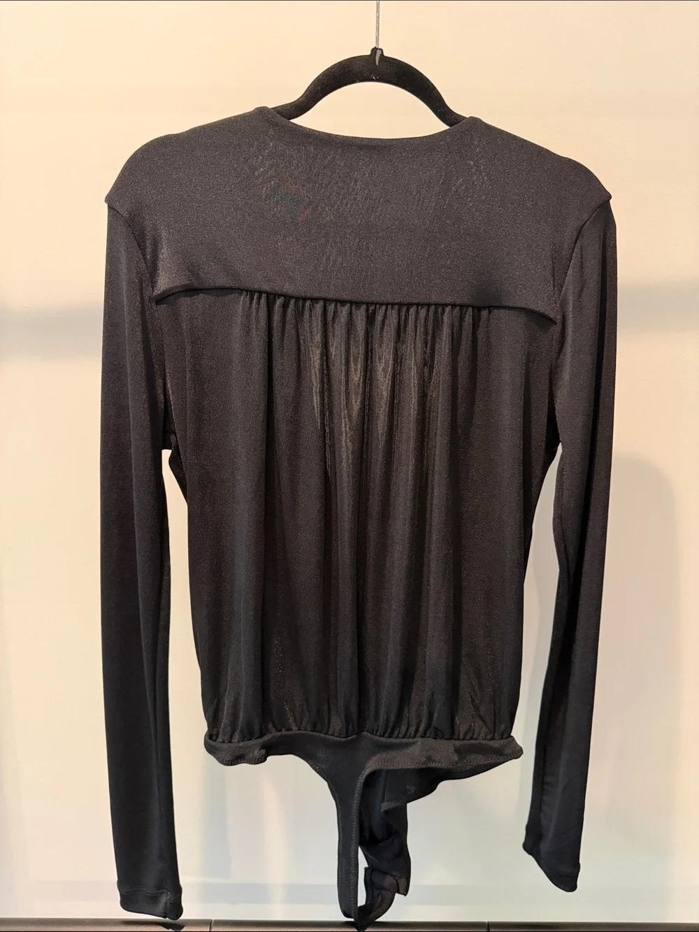 Free People Black Draped Long-Sleeve Bodysuit - Picture 4 of 10
